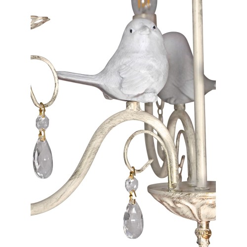 Люстра с птичками с хрусталем подвесная 5 абажуров S1295-5 Петрасвет