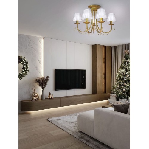 Люстра классическая потолочная 5 ламп с абажурами S1301-5