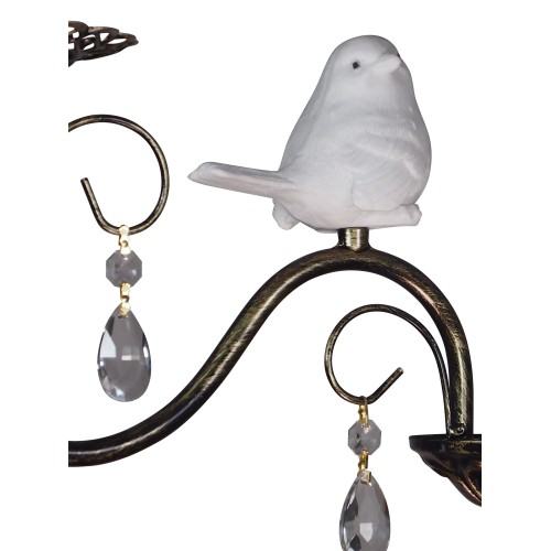 Люстра с птичками с хрусталем подвесная 3 ламп черная S1298-3 Петрасвет