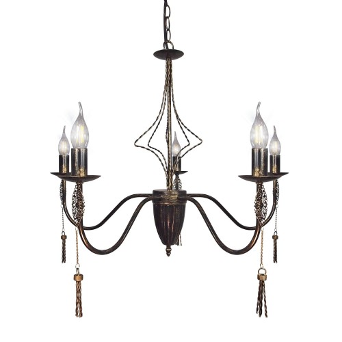 Люстра большая 5 ламп с подвесками дизайнерская S3146-5