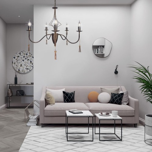 Люстра большая 5 ламп с подвесками дизайнерская S3146-5